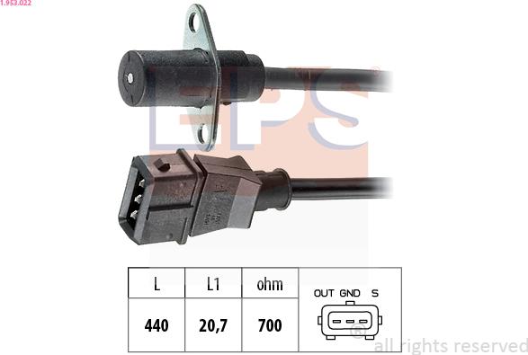 EPS 1.953.022 - Sensor, crankshaft pulse xparts.lv
