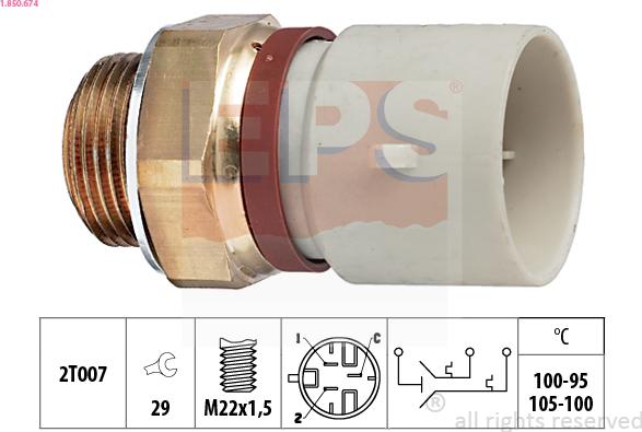 EPS 1.850.674 - Термовыключатель, вентилятор радиатора / кондиционера xparts.lv