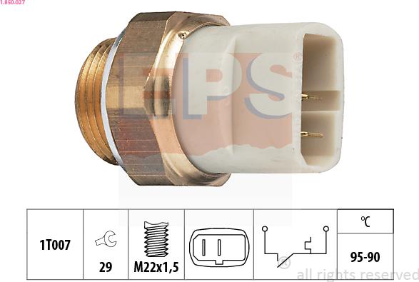 EPS 1.850.027 - Термовыключатель, вентилятор радиатора / кондиционера xparts.lv
