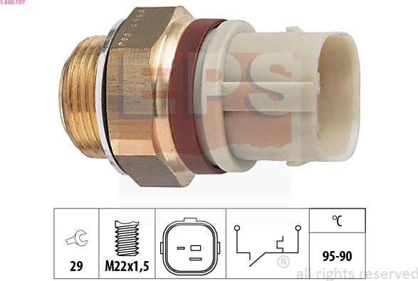 EPS 1.850.197 - Термовыключатель, вентилятор радиатора / кондиционера xparts.lv