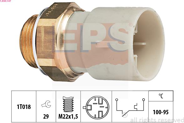 EPS 1.850.147 - Термовыключатель, вентилятор радиатора / кондиционера xparts.lv