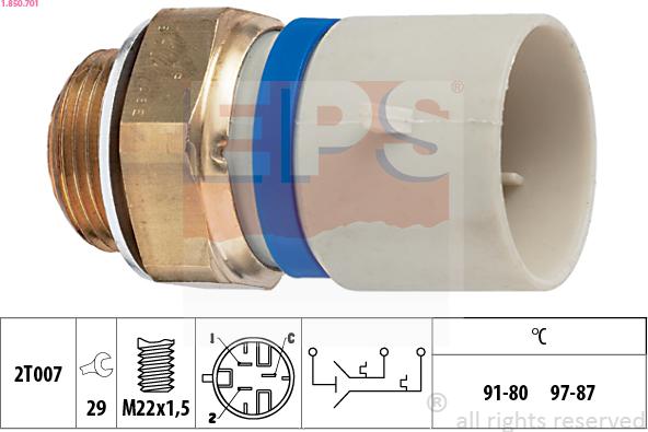 EPS 1.850.701 - Temperatūros jungiklis, radiatoriaus ventiliatorius xparts.lv