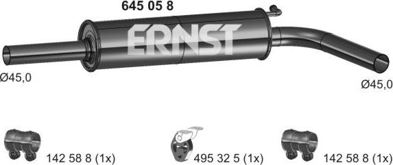 ERNST 645058 - Vidējais izpl. gāzu trokšņa slāpētājs xparts.lv