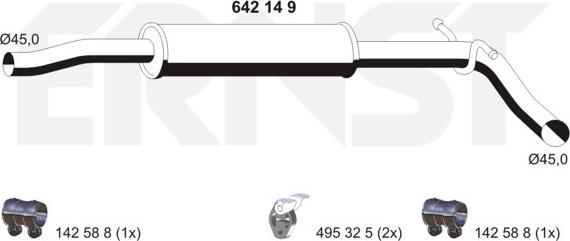 ERNST 642149 - Vidējais izpl. gāzu trokšņa slāpētājs xparts.lv