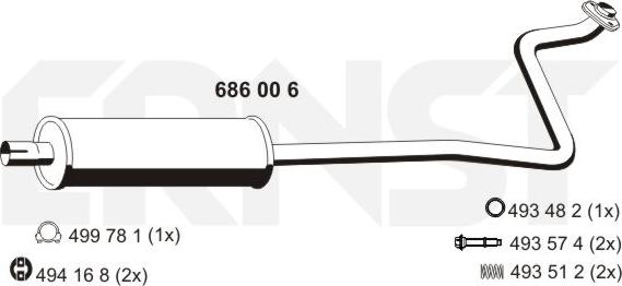 ERNST 686006 - Vidējais izpl. gāzu trokšņa slāpētājs xparts.lv