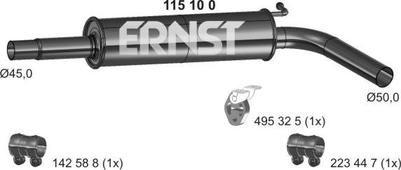 ERNST 115100 - Vidējais izpl. gāzu trokšņa slāpētājs xparts.lv