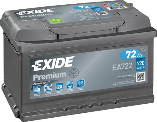 Exide EA722 - Стартерная аккумуляторная батарея, АКБ xparts.lv