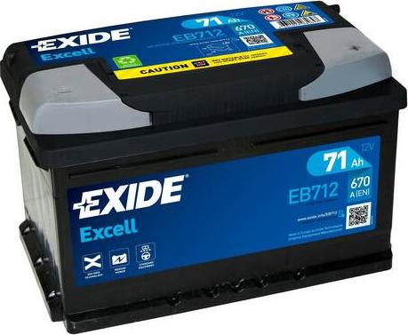 Exide EB712 - Стартерная аккумуляторная батарея, АКБ xparts.lv
