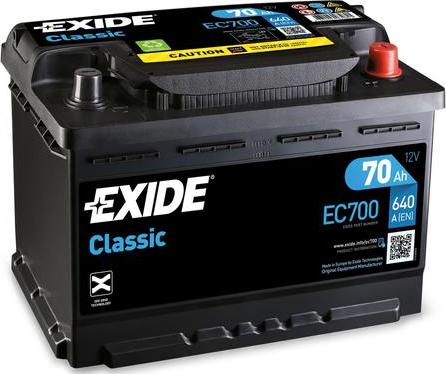 Exide EC700 - Стартерная аккумуляторная батарея, АКБ xparts.lv