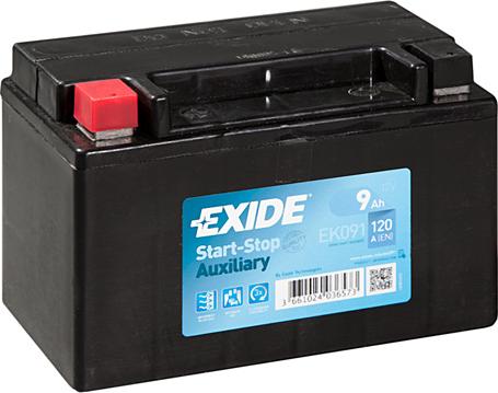 Exide EK091 - Startera akumulatoru baterija xparts.lv