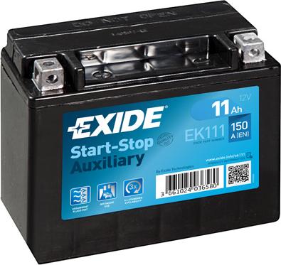 Exide EK111 - Стартерная аккумуляторная батарея, АКБ xparts.lv