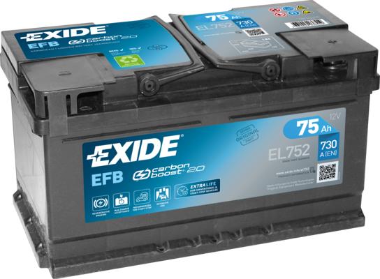 Exide EL752 - Startera akumulatoru baterija xparts.lv