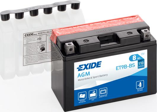 Exide ET9B-BS - Стартерная аккумуляторная батарея, АКБ xparts.lv