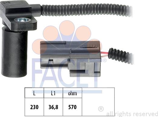 FACET 9.0233 - RPM Sensor, automatic transmission xparts.lv