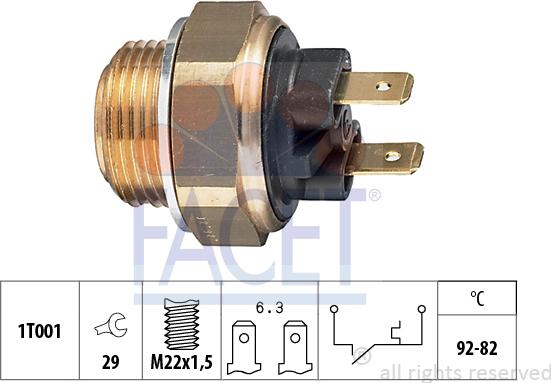 FACET 7.5016 - Термовыключатель, вентилятор радиатора / кондиционера xparts.lv