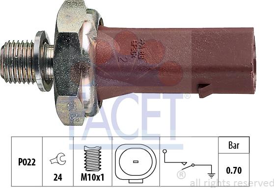FACET 7.0132 - Sender Unit, oil pressure xparts.lv