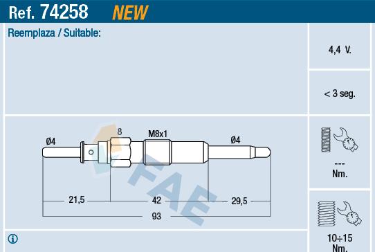 FAE 74258 - Glow Plug xparts.lv