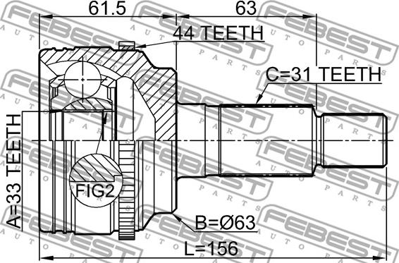 Febest 0510-ERA44 - Šarnīru komplekts, Piedziņas vārpsta xparts.lv