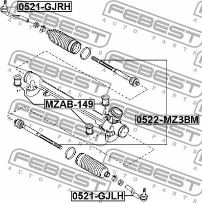 Febest MZAB-149 - Mounting, steering gear xparts.lv