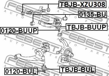 Febest 0135-BU - Support, control arm xparts.lv