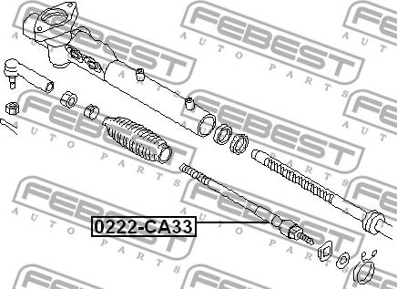 Febest 0222-CA33 - Aksiālais šarnīrs, Stūres šķērsstiepnis xparts.lv