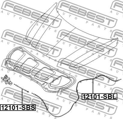 Febest 12101-SBS - Motora pārsega slēdzenes trose xparts.lv