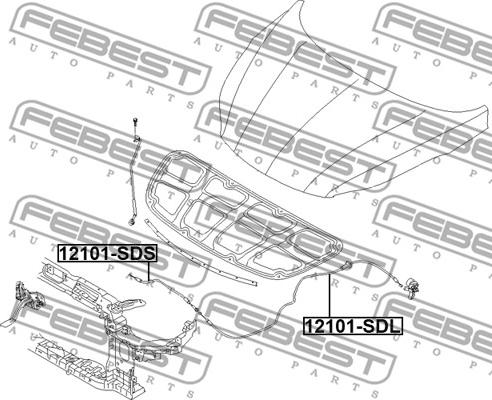 Febest 12101-SDS - Motora pārsega slēdzenes trose xparts.lv