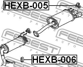 Febest HEXB-006 - Montāžas komplekts, Izplūdes gāzu sistēma xparts.lv