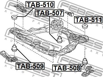 Febest TAB-510 - Montavimas, atraminis rėmas / variklio laikiklis xparts.lv