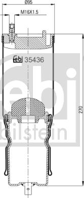 Febi Bilstein 35436 - Баллон пневматической рессоры, крепление кабины xparts.lv