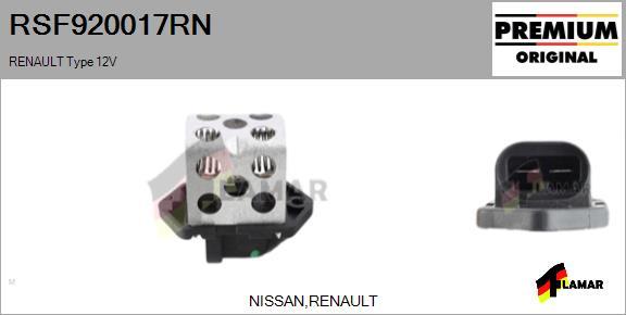 FLAMAR RSF920017RN - Дополнительный резистор, электромотор - вентилятор радиатора xparts.lv