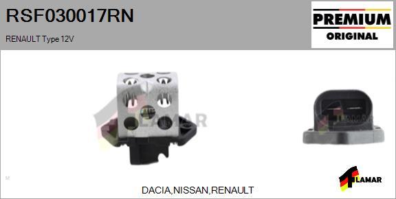 FLAMAR RSF030017RN - Дополнительный резистор, электромотор - вентилятор радиатора xparts.lv