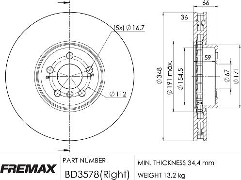 FREMAX BD-3578 - Brake Disc xparts.lv