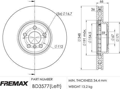 FREMAX BD-3577 - Brake Disc xparts.lv