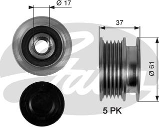 Gates OAP7102 - Pulley, alternator, freewheel clutch xparts.lv