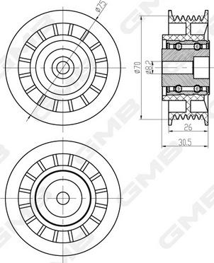 GMB GTC0550 - Deflection / Guide Pulley, timing belt xparts.lv