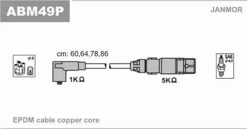 Janmor ABM49P - Комплект проводов зажигания xparts.lv