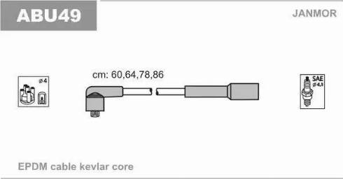 Janmor ABU49 - Комплект проводов зажигания xparts.lv