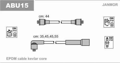 Janmor ABU15 - Комплект проводов зажигания xparts.lv