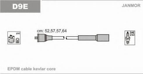 Janmor D9E - Комплект проводов зажигания xparts.lv