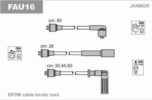 Janmor FAU16 - Комплект проводов зажигания xparts.lv
