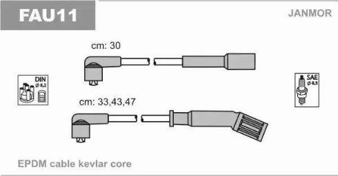 Janmor FAU11 - Комплект проводов зажигания xparts.lv