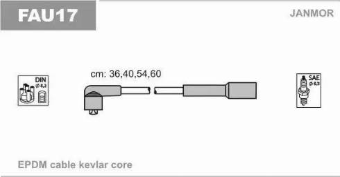 Janmor FAU17 - Комплект проводов зажигания xparts.lv