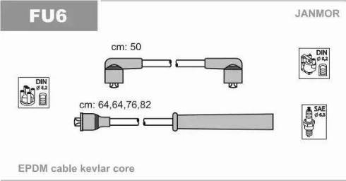 Janmor FU6 - Комплект проводов зажигания xparts.lv