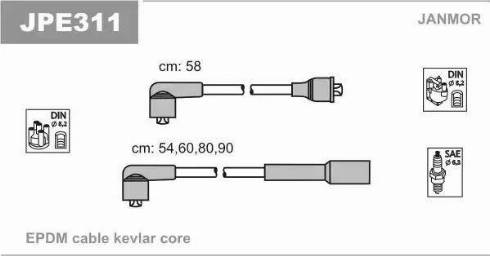 Janmor JPE311 - Комплект проводов зажигания xparts.lv