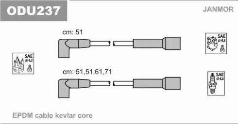 Janmor ODU237 - Комплект проводов зажигания xparts.lv