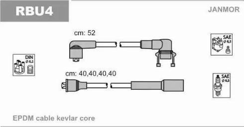 Janmor RBU4 - Комплект проводов зажигания xparts.lv