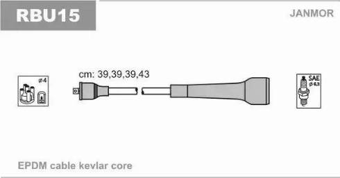 Janmor RBU15 - Комплект проводов зажигания xparts.lv