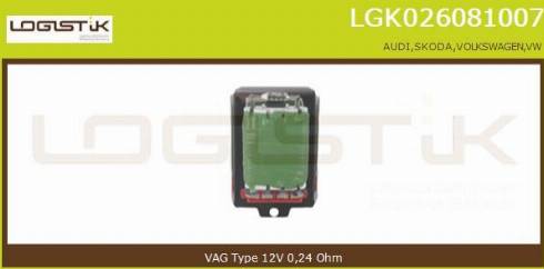 LGK LGK026081007 - Сопротивление, реле, вентилятор салона xparts.lv
