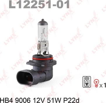 LYNXauto L12251-01 - Kvēlspuldze, Tālās gaismas lukturis xparts.lv